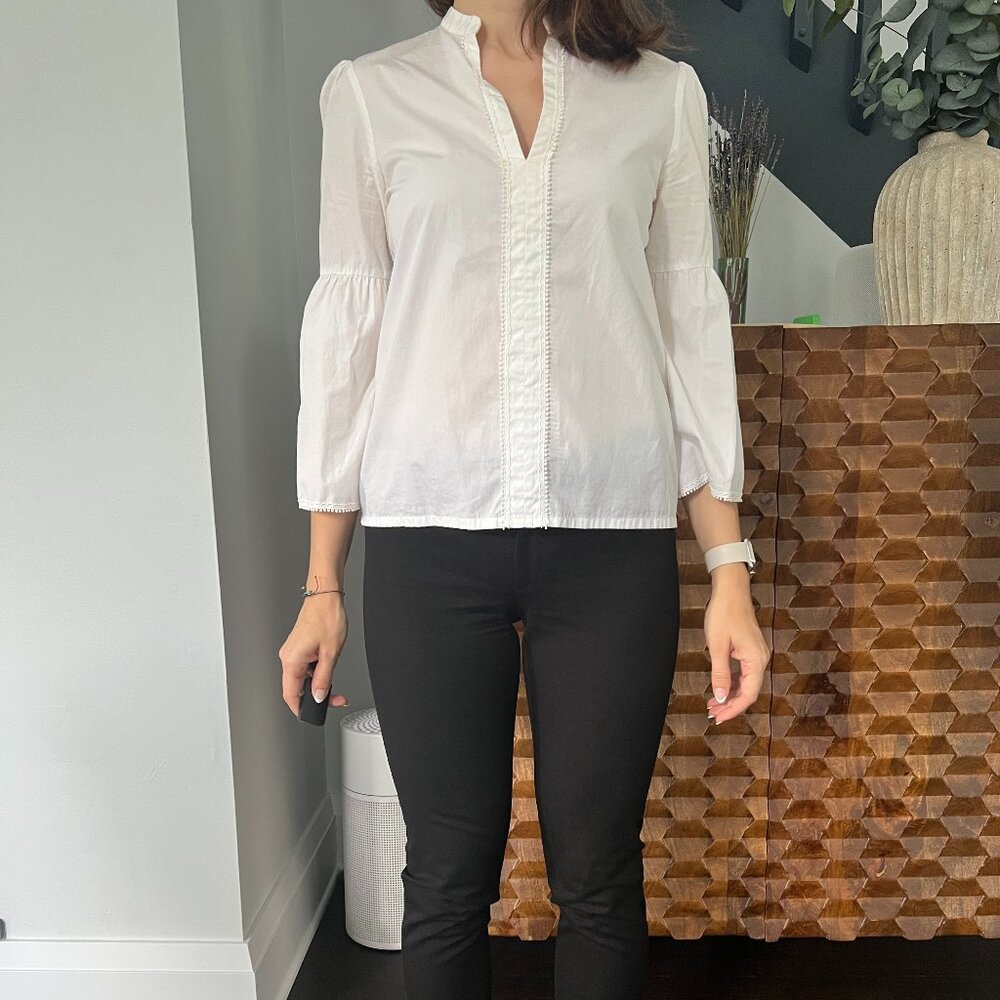 MAJe Paris Fluted Puff Sleeve Blouse